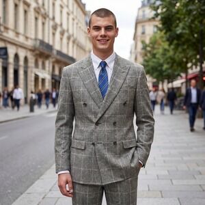 Suitsupply Milano DB Grey Glen Plaid Wool Cashmere Suit 38R -‎ W34xL31 E. Thomas